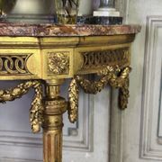 Louis XVI console table in carved and gilded wood, Jura brocatelle marble, 18th century