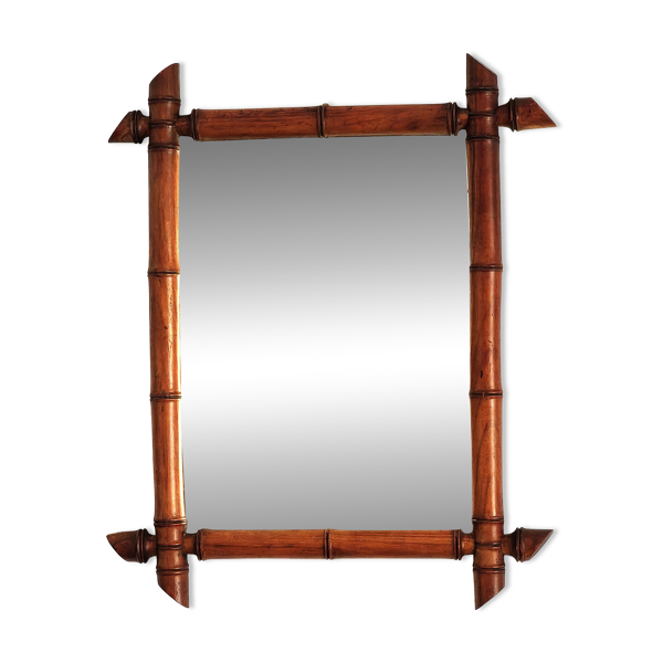 Petit miroir en bambou ancien