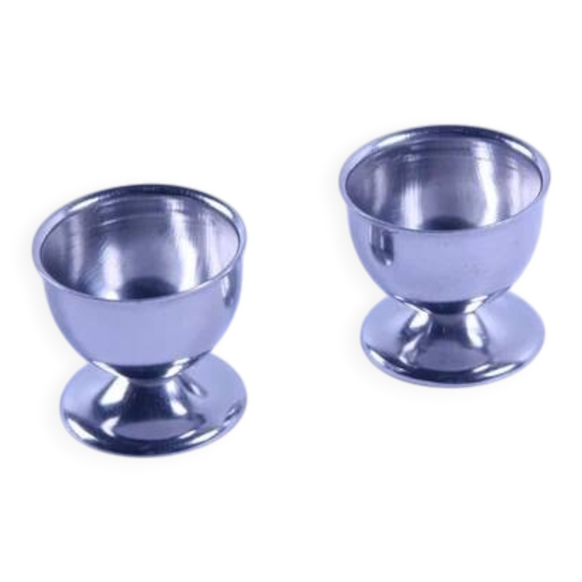 2 antique stainless steel egg cups
