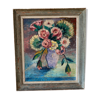 Tableau ancien nature morte fleurs