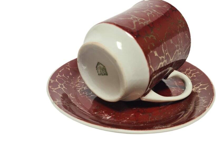 Vintage Polish cup and saucer from Wałbrzych Pottery, 1970s, set of 2