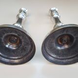 Antique silver-plated metal candlesticks
