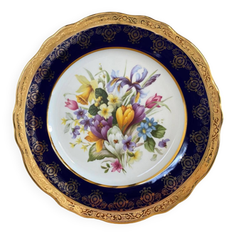 Assiette imperia porcelaine limoges 22K motif fleurs