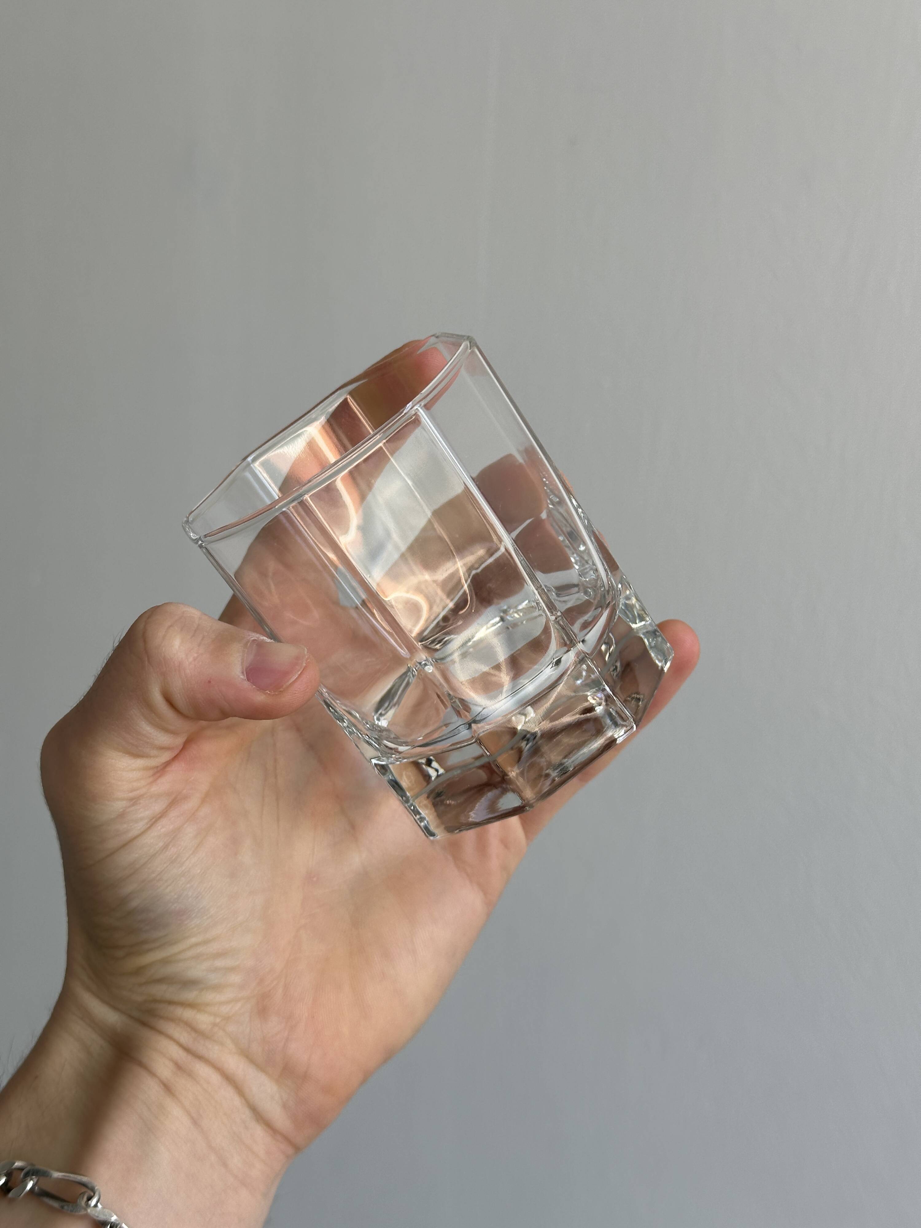 Set of 6 thick octagonal crystal water glasses