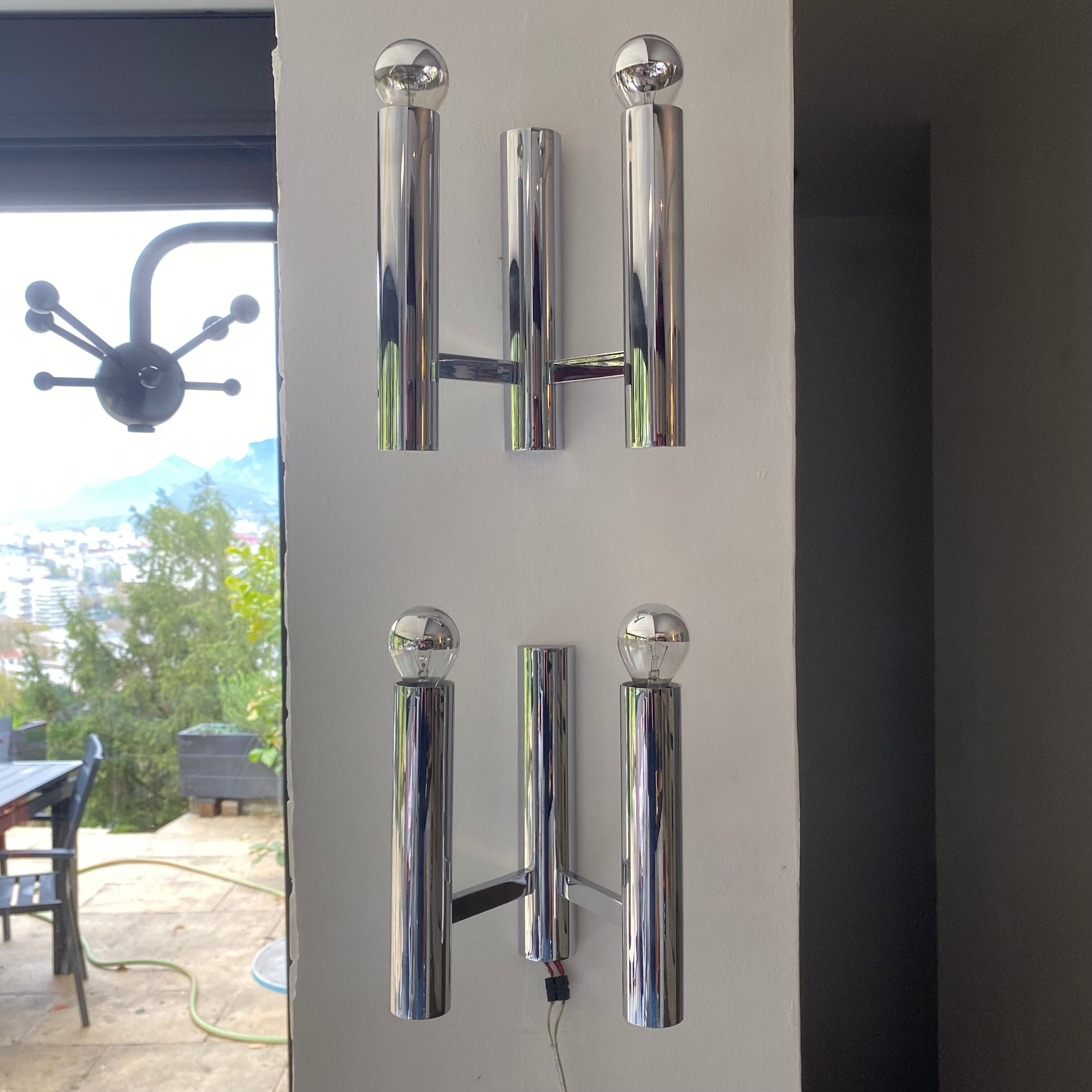 Pair of double wall lamps from Sciolari Italy 1960