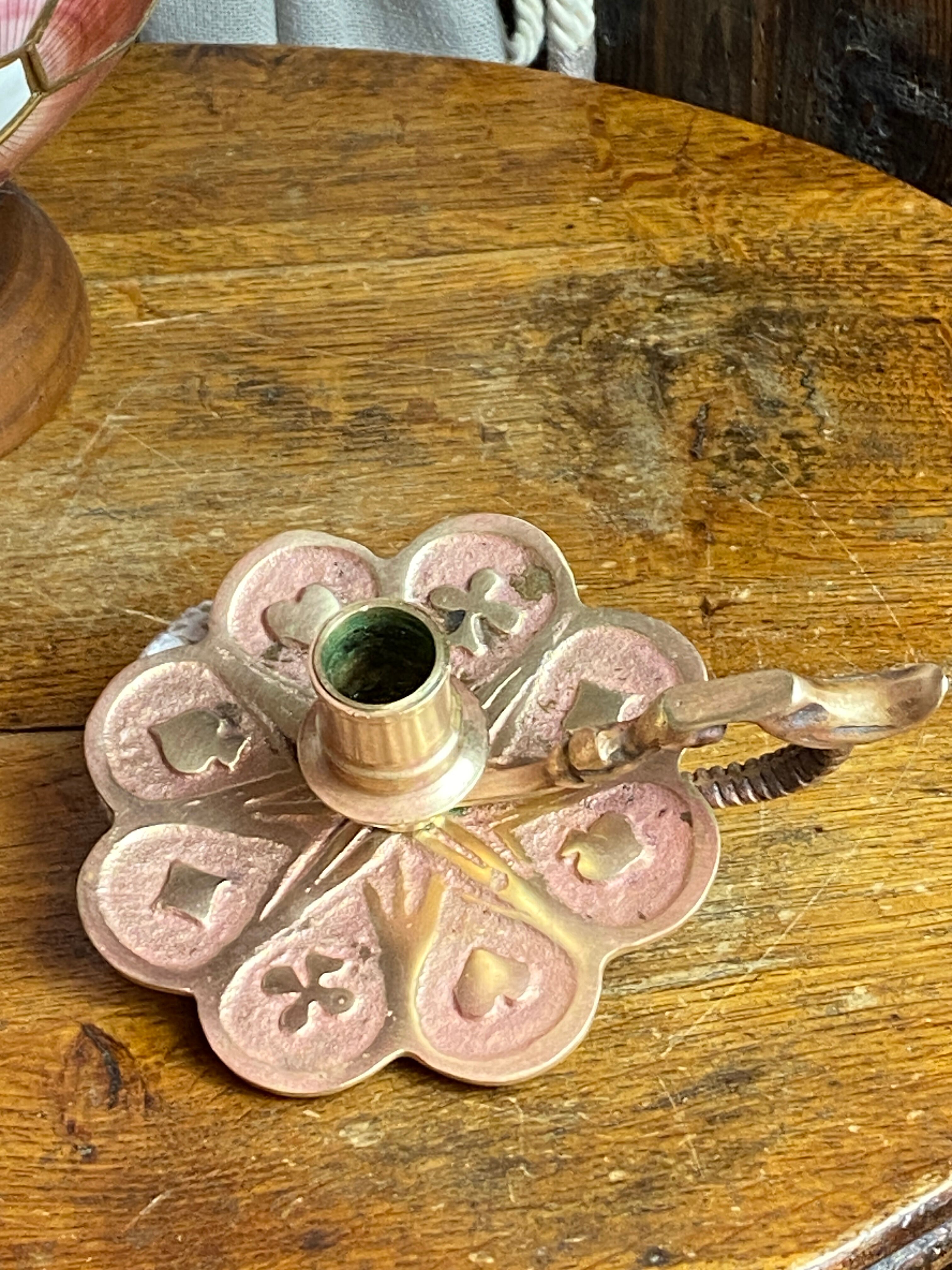 Bronze candlestick, card game decoration