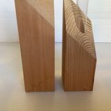 Paire de soliflores éprouvettes losange en bois scandinave