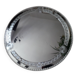Large old round mirror finely decorated