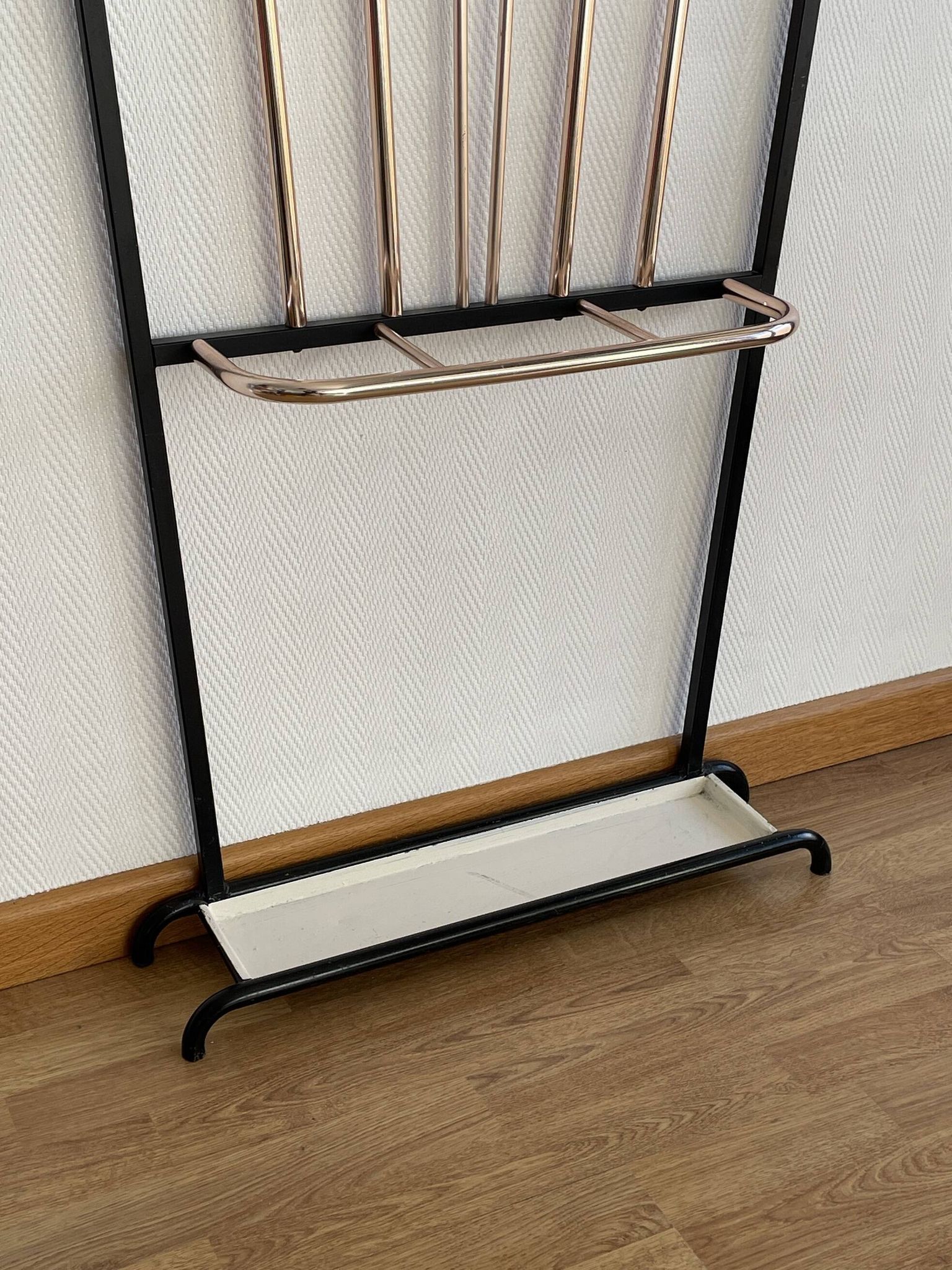 Wall-mounted coat rack with 8 hooks, vintage 50/60