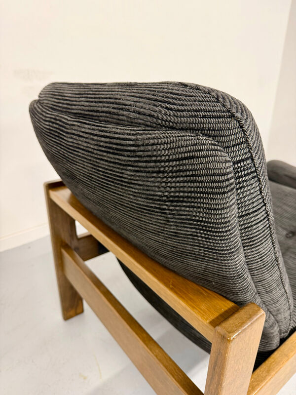 Lot 2 fauteuils bois tissus réglable design scandinave an70 vintage