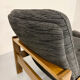 Lot of 2 adjustable wooden fabric chairs, Scandinavian design, vintage 1970s.