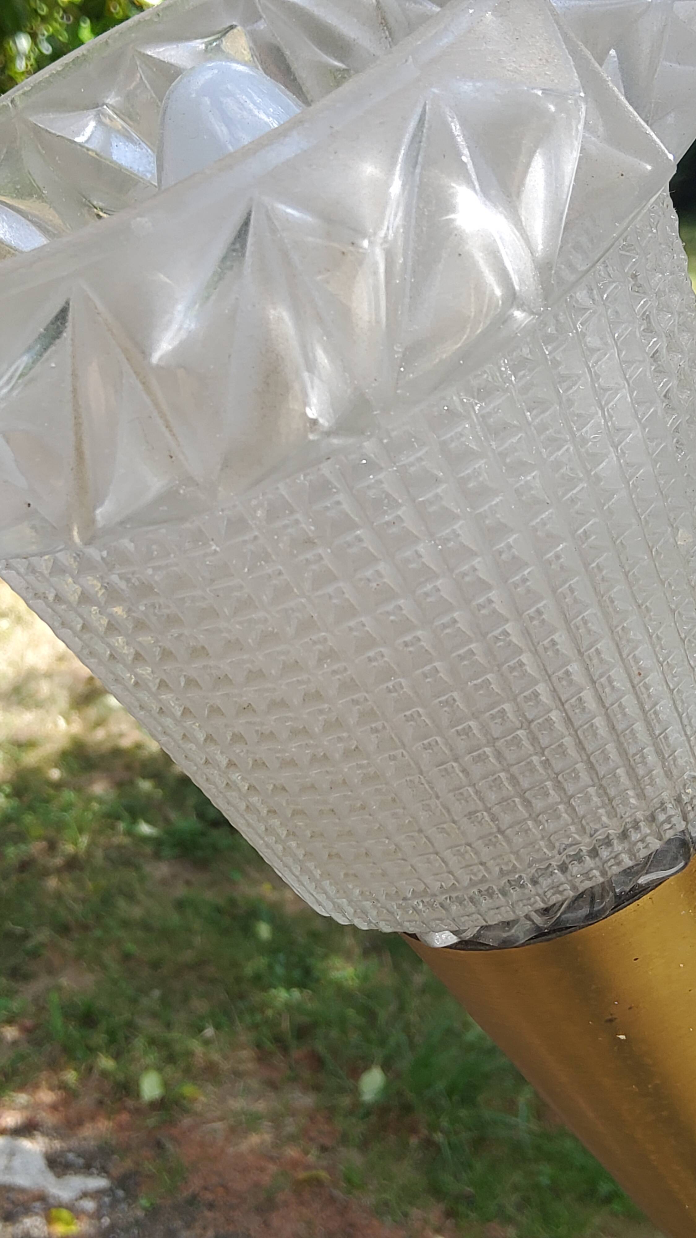 Vintage floor lamp in gilded brass with 5 glass tulips from the 50s