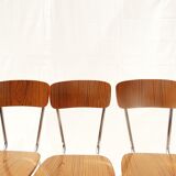 Set of 3 formica chairs wood color