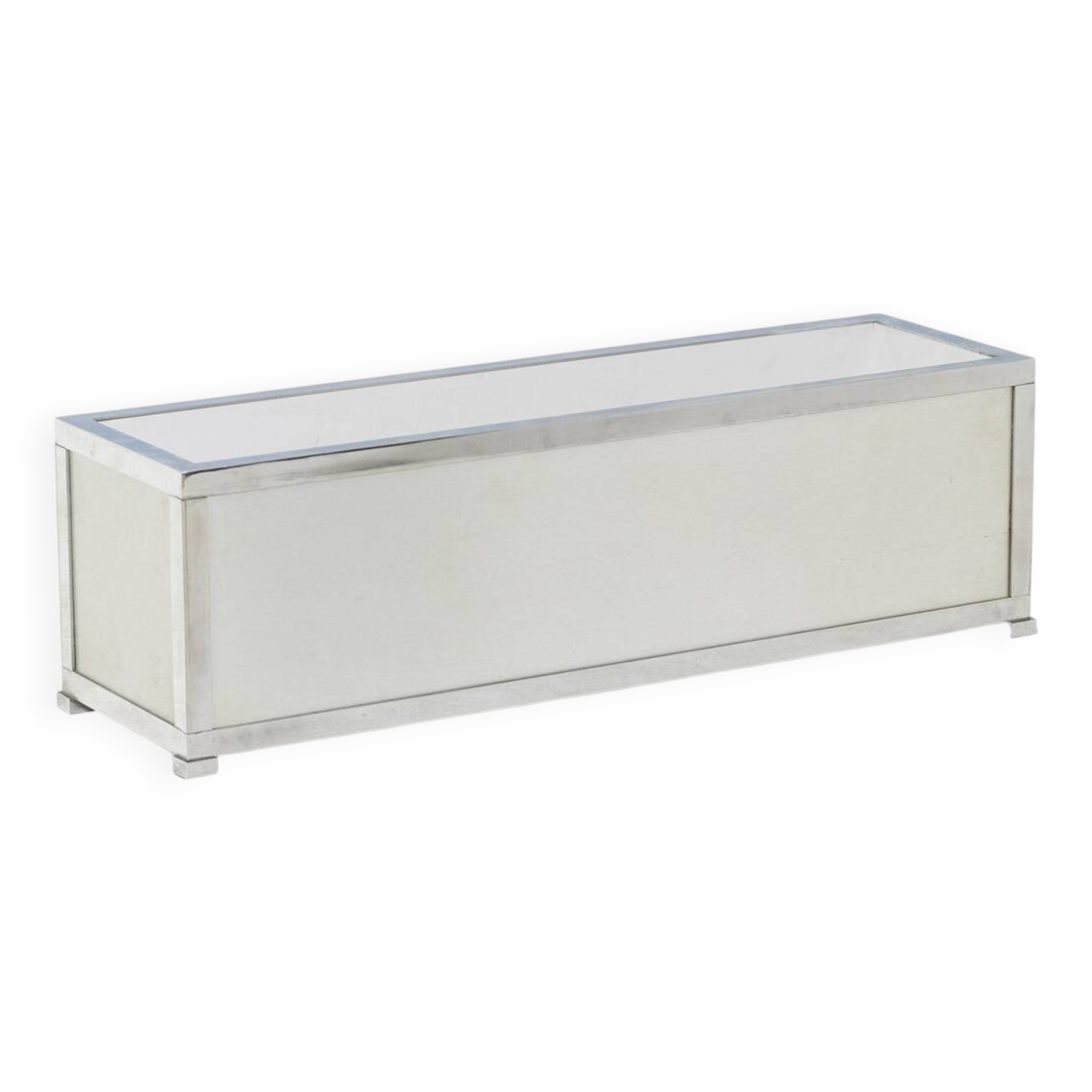 Brushed aluminum and metal planter. 1970s.