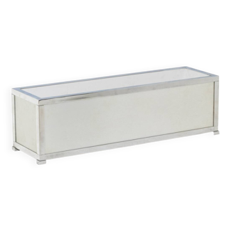 Brushed aluminum and metal planter. 1970s.