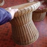 Rattan garden furniture set consisting of 3 armchairs and matching table