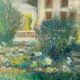 Old painting, landscape, summer garden, 70s/80s