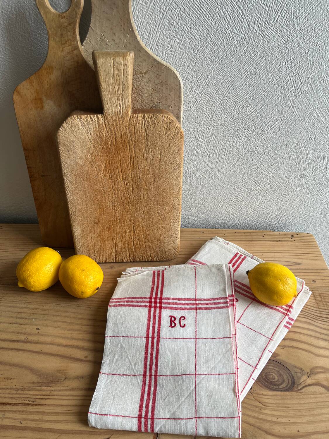 Old embroidered tea towels
