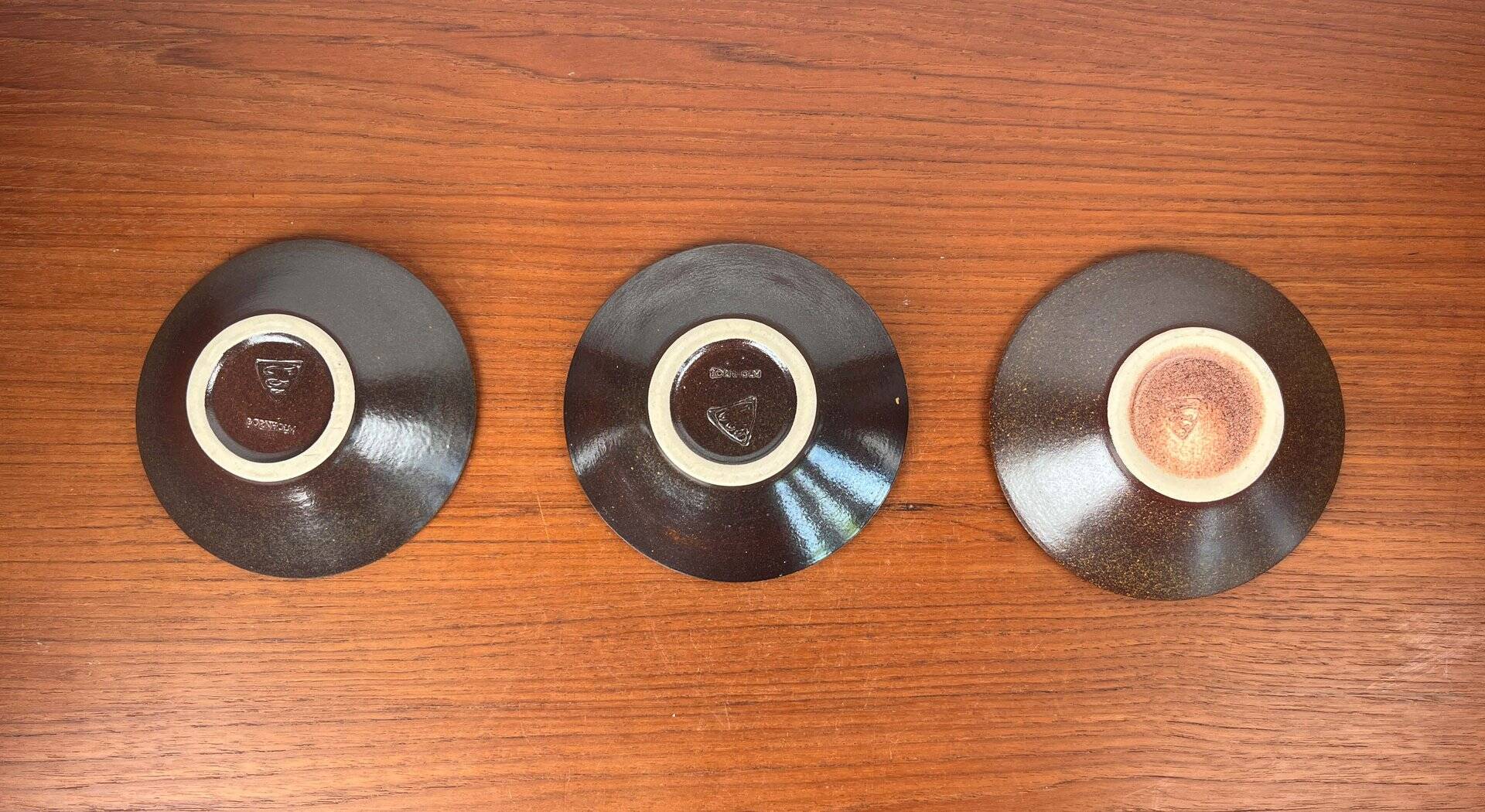 Bols et porte-bougie en poterie d'atelier danoise du milieu du siècle moderne de Michael Andersen Keramik, années 1960, lot de 3