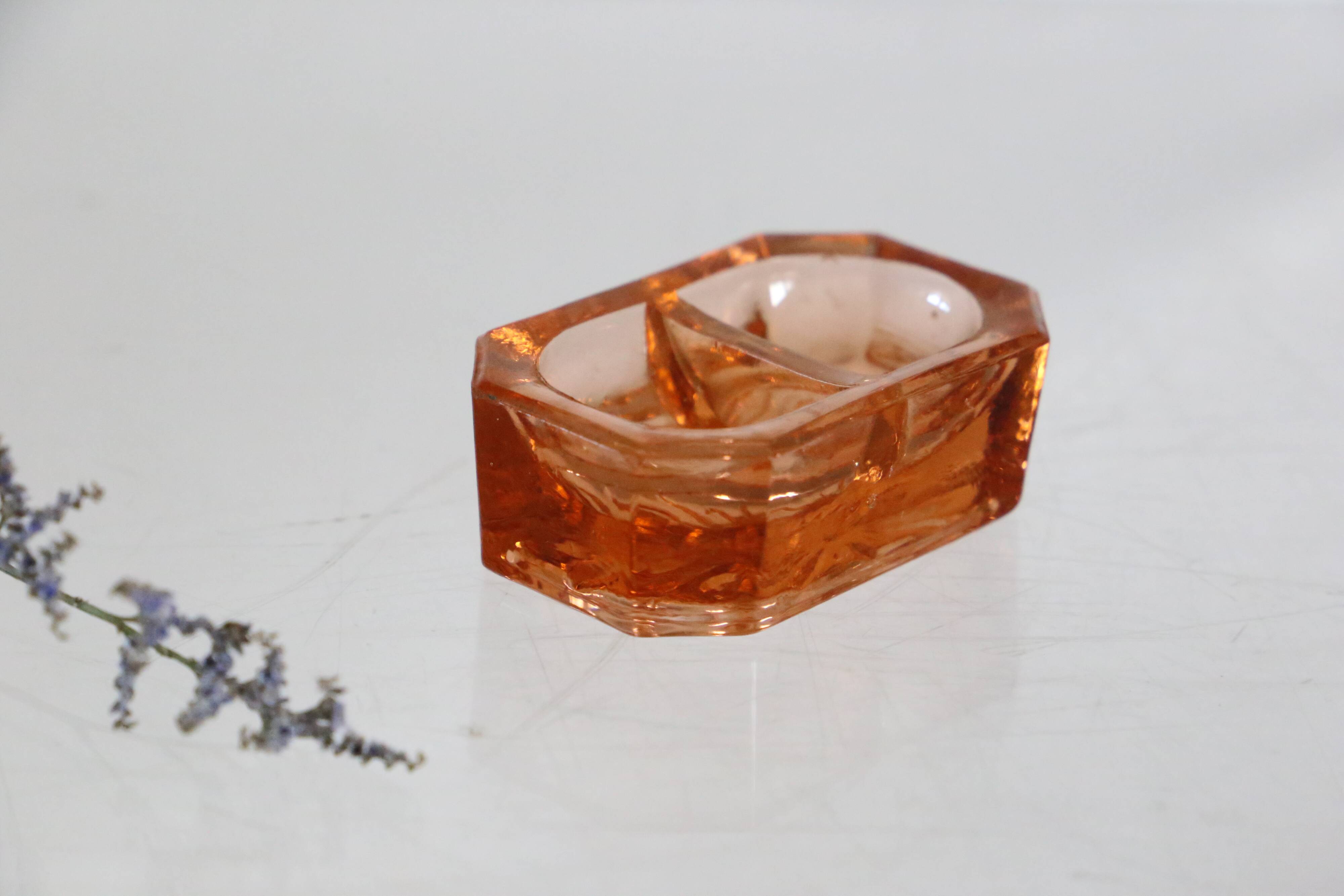 Authentic French vintage pink glass salt and pepper set