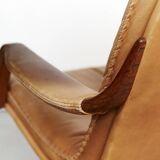 Berg Furniture Teak&Leather swivel Highback Lounge Chair