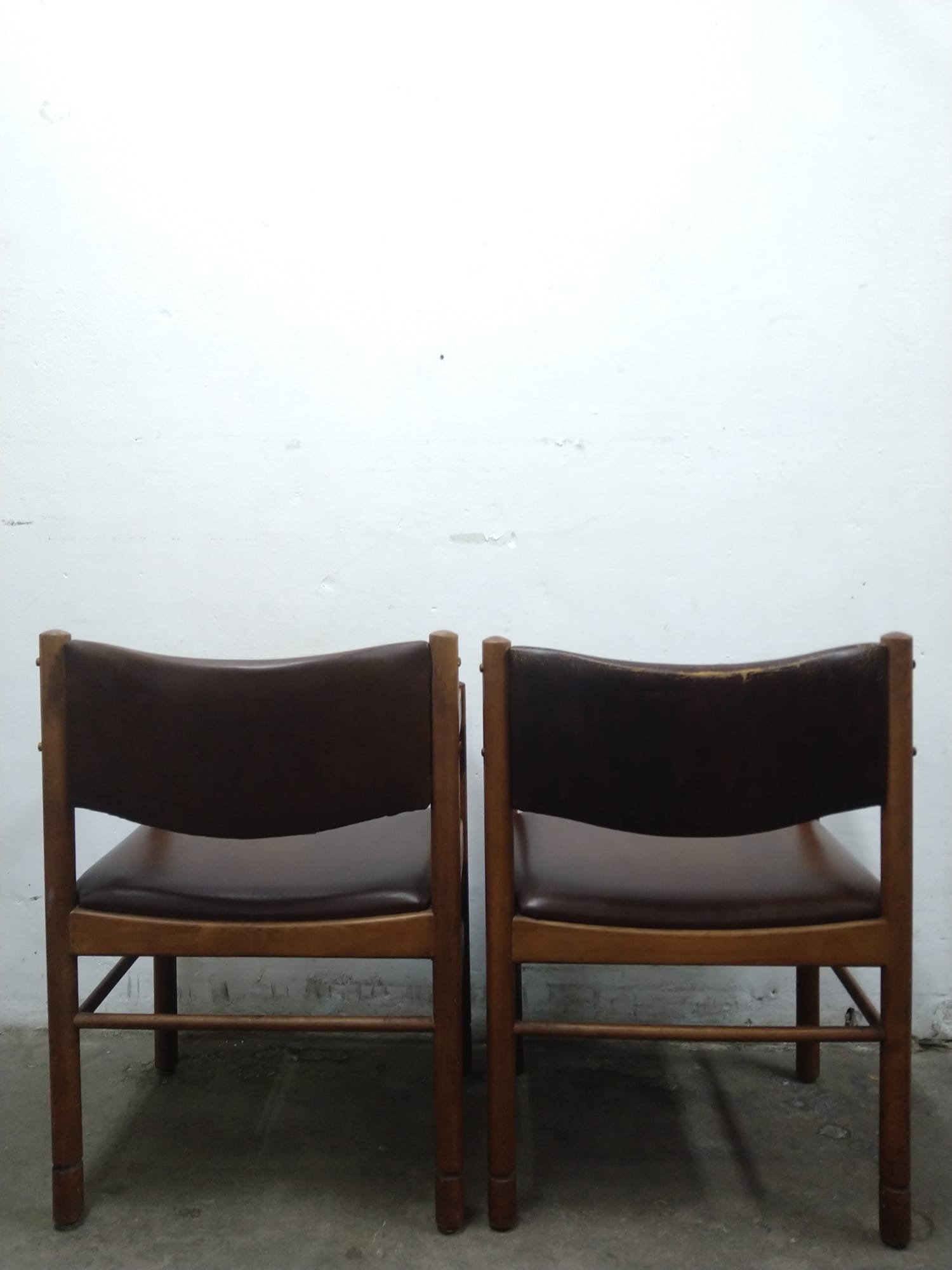 2 x Leather wood chairs