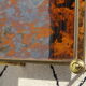 Pair of bedside tables in gilded brass and glass, midcentury