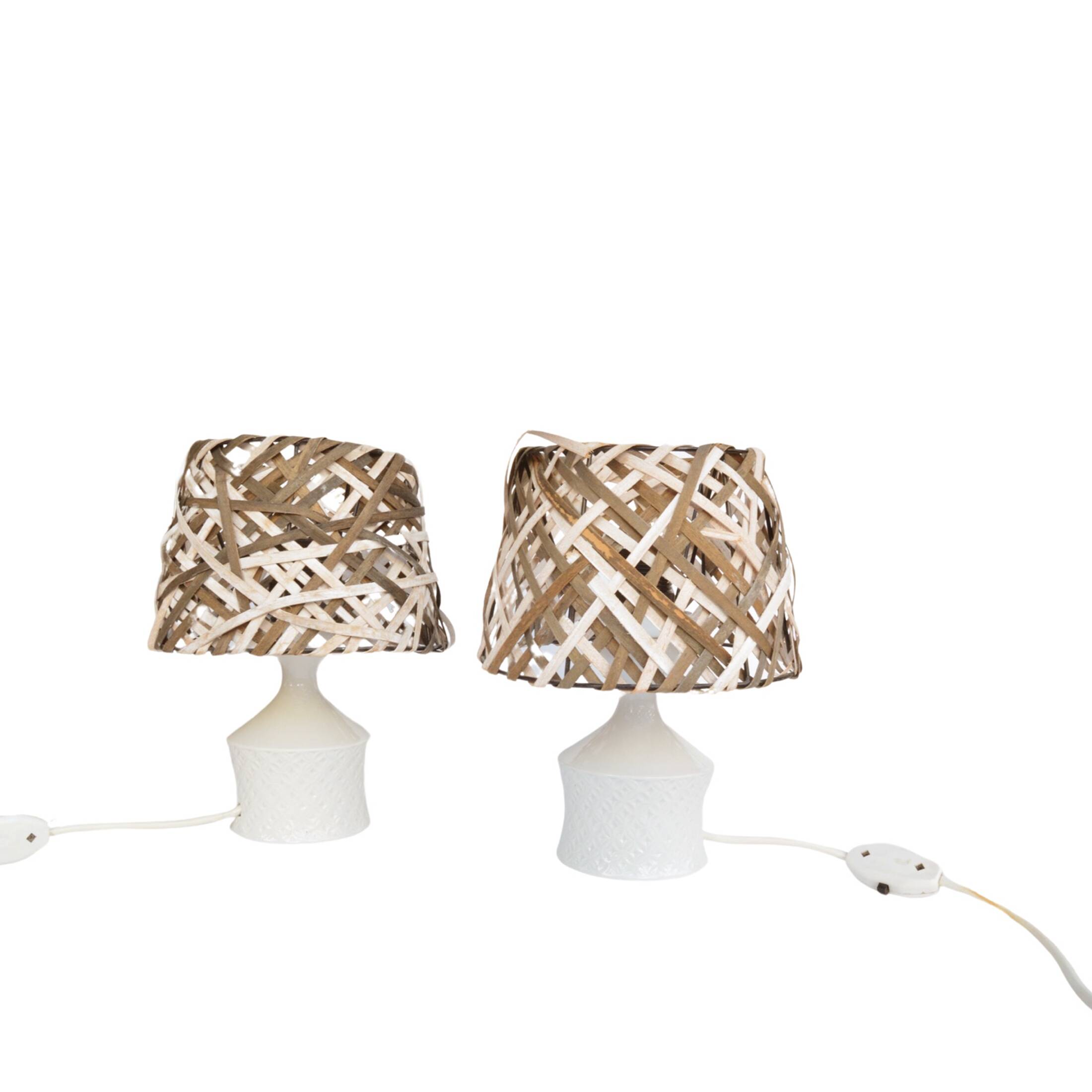 A pair of bedside lamps, porcelain base, Unterweisbach, Germany, 1970s.