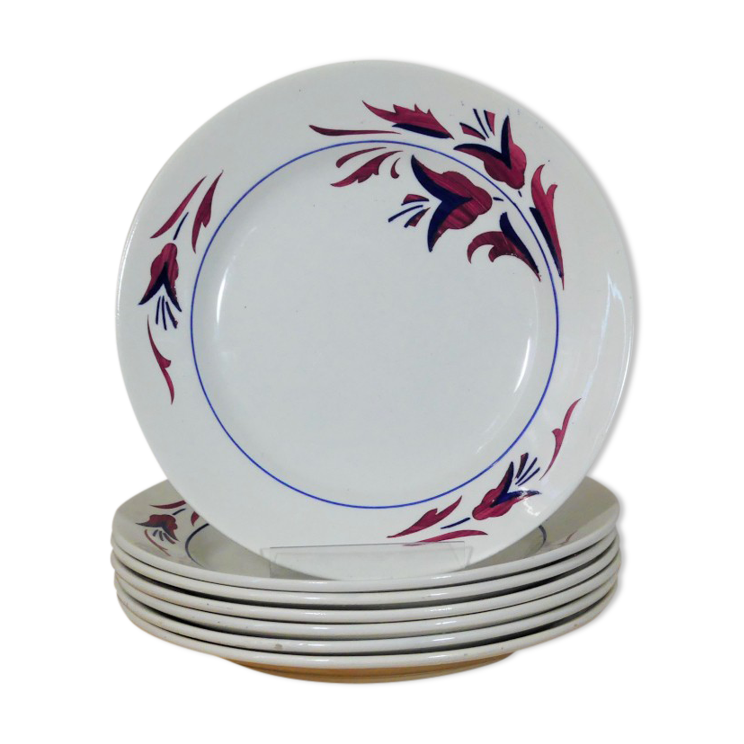 Seven flat plates model "Provence" Niderviller - Old plates Niderviller