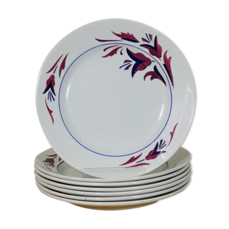 Sept assiettes plates modèle "Provence" Niderviller - Assiettes anciennes Niderviller