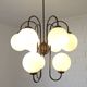 Large Mid Century Chandelier / Vintage Copper Gooseneck Pendant Light / Space Age / Yugoslavia 80's
