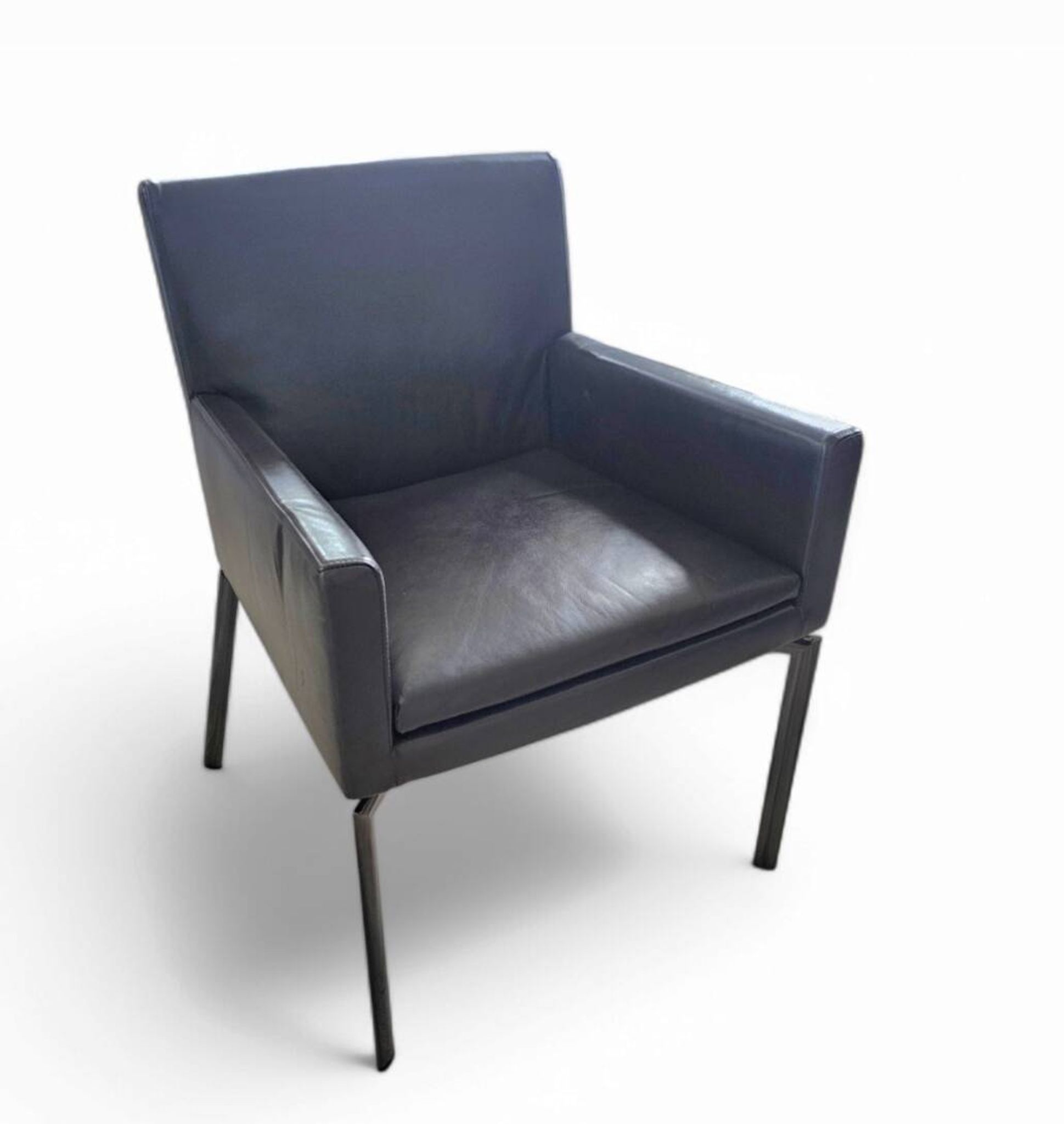 Paire de fauteuils Manet Minotti 2004 / cuir marron foncé / chrome