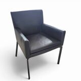 Pair manet minotti arm chairs 2004 / dark brown leather / chrome