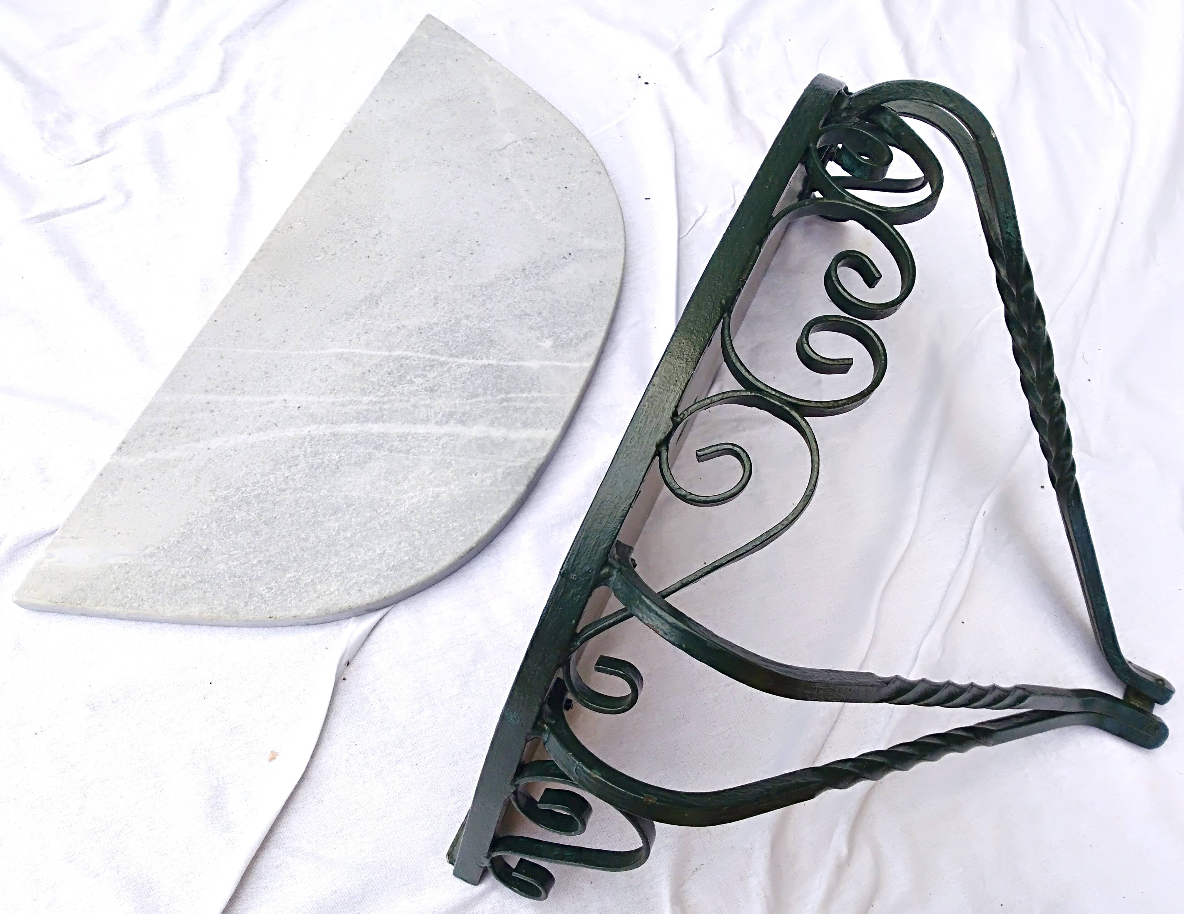 Marble wall console wrought iron structure