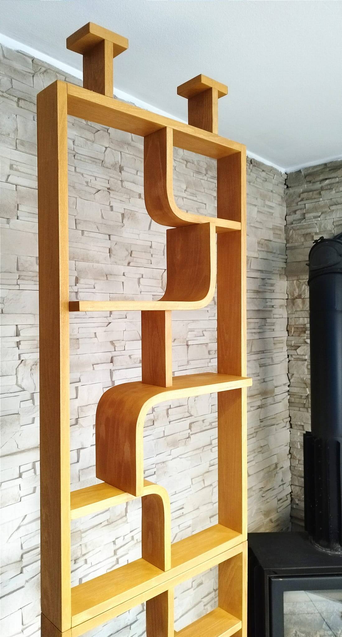 Bent plywood wall, bookcase, flowerbed, Volak by Holesov, 1960s Czechoslovakia
