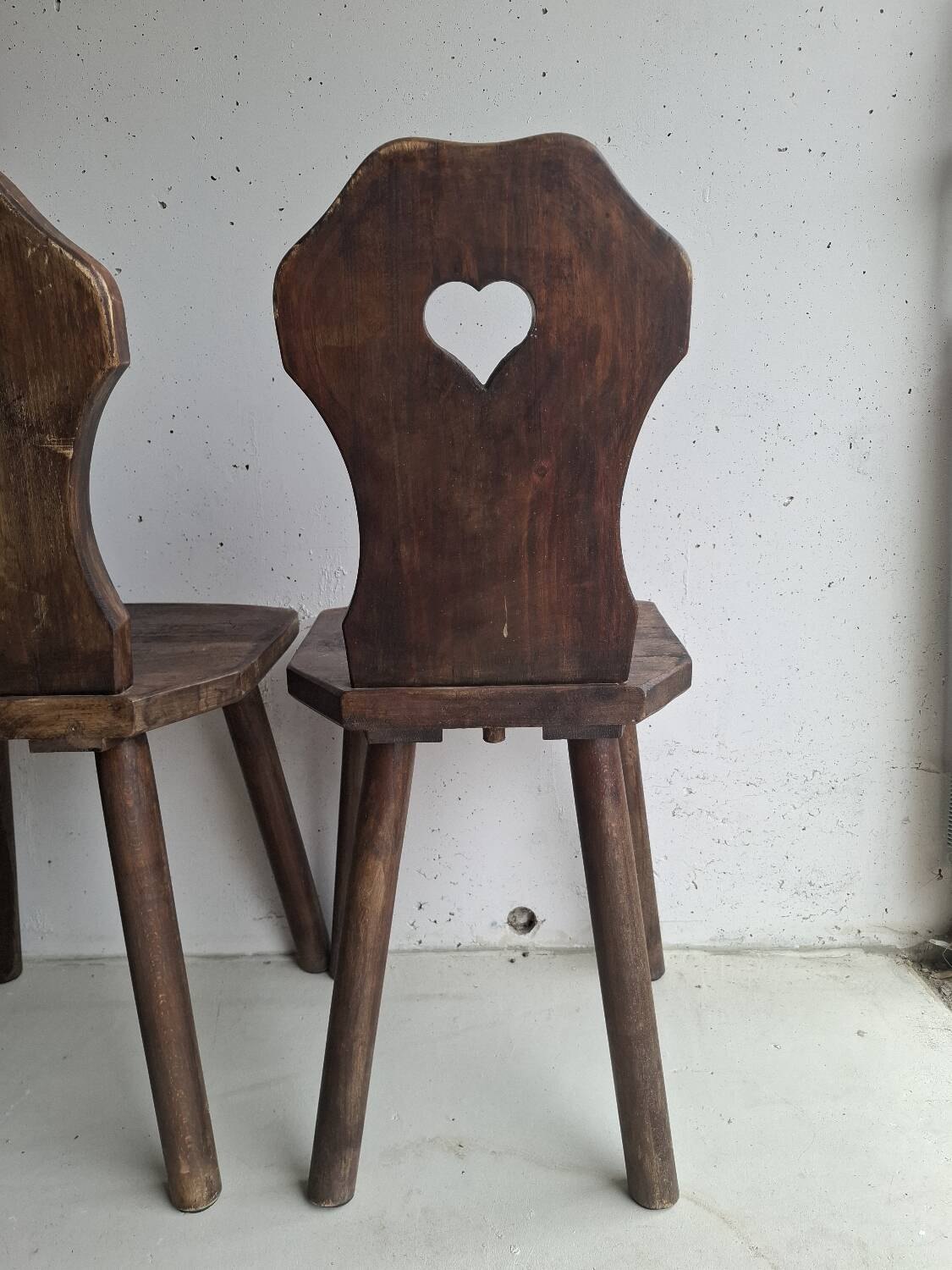 Pair of antique Alsatian wooden chairs