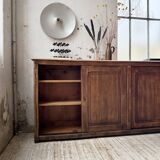 XL oak workshop sideboard with sliding doors from 1900