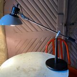 Aluminor desk lamp in white and black lacquered metal, 1960.