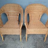 Pair of vintage rattan armchairs