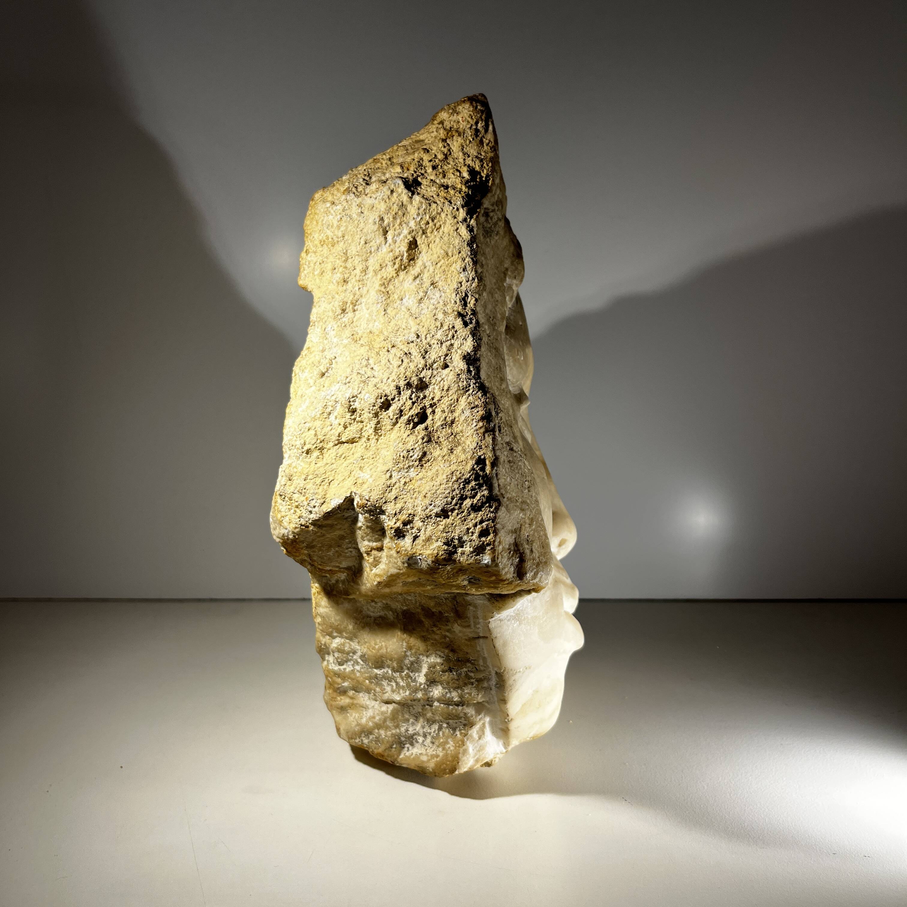 Marble bust/mask sculpture, Georg Glaser "Woman's Face" ca 1980