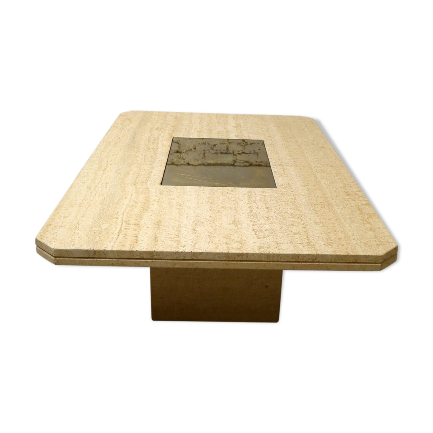 georges Mathias' large travertine coffee table, Belgium, 1970