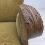 1960s, Danish highback armchair, furniture cotton/wool fabric, oak wood.