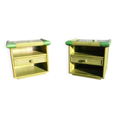 Paire de tables de chevet rotin
