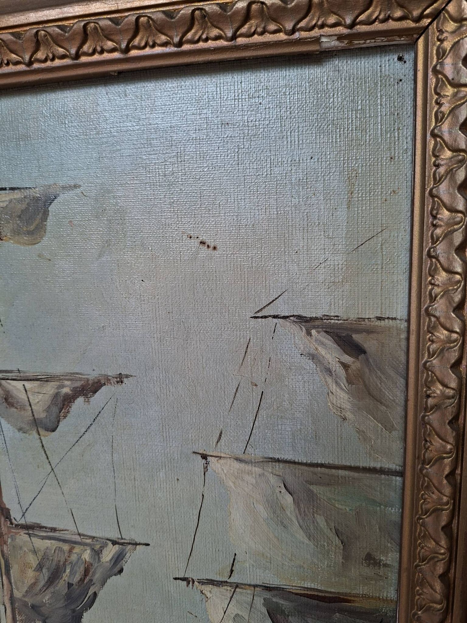 Peinture marine xixe sur toile signée J Alberti