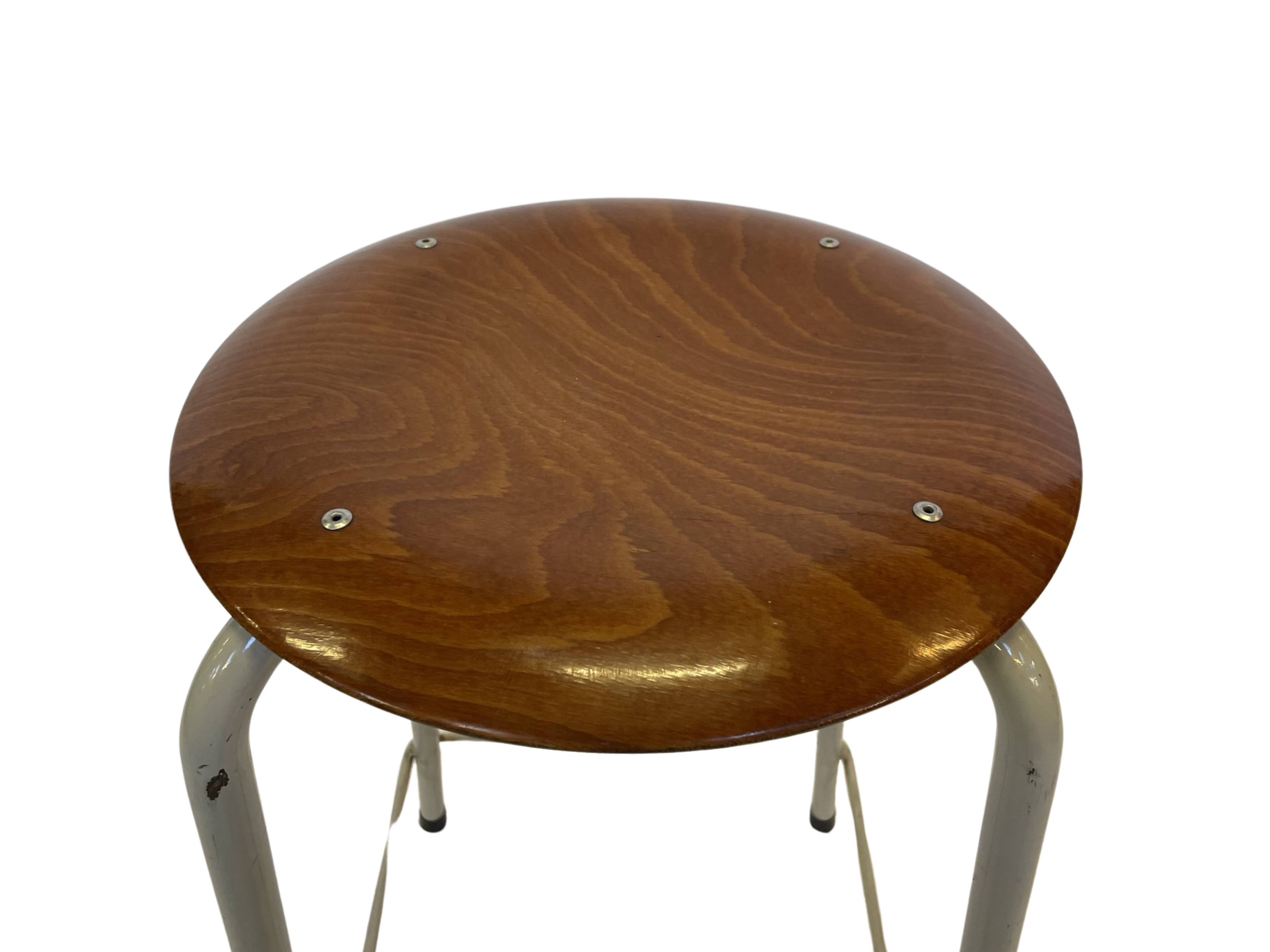 Vintage school stool, 1970s industrial design, Dutch minimalist