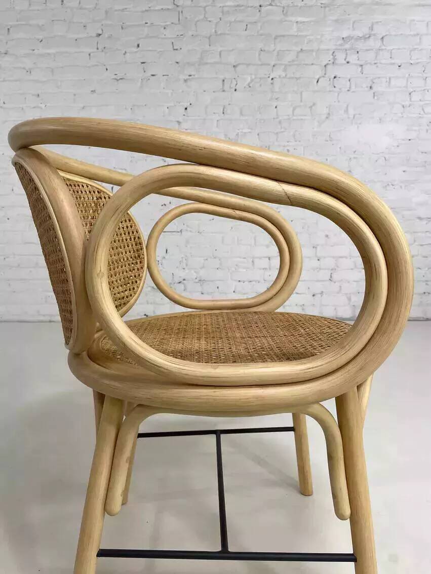 Rattan and cane armchair