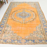 6x9 orange madallion oushak rug, 288x194cm