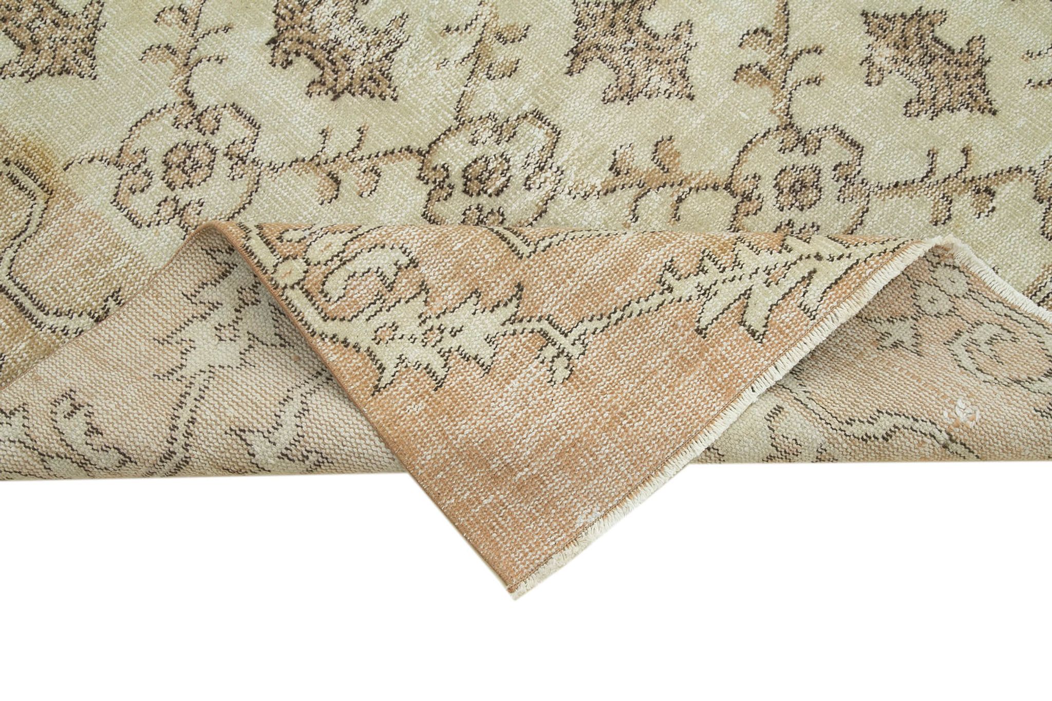 Hand-knotted vintage turkish beige carpet 200 cm x 291 cm - 36628