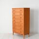 1960s Scandinavian Oak Tallboy with Sculpted Handles