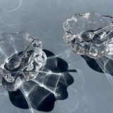 Pair of crystal salerons by daum tableware